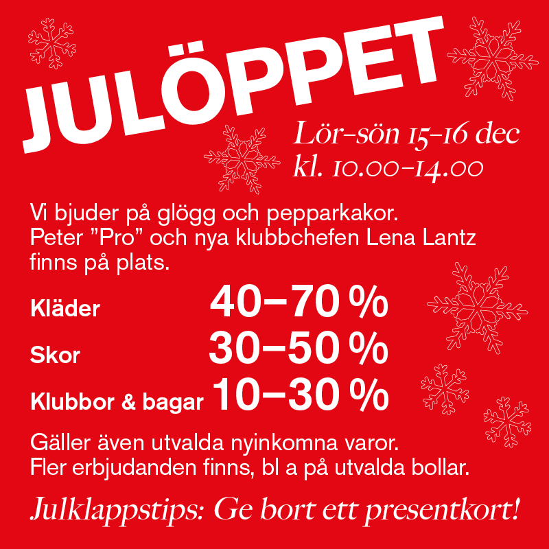 Julöppet i shoppen 15-16 december - Öregrunds GK